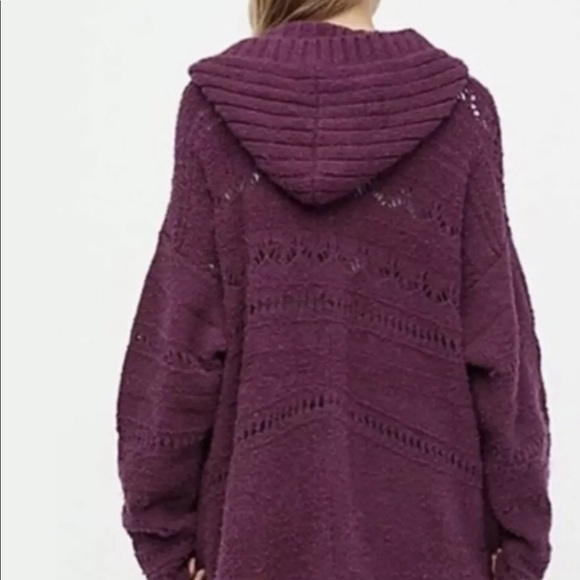 Free People Sweater Coat Purple Hooded Cardigan - Picture 7 of 7
